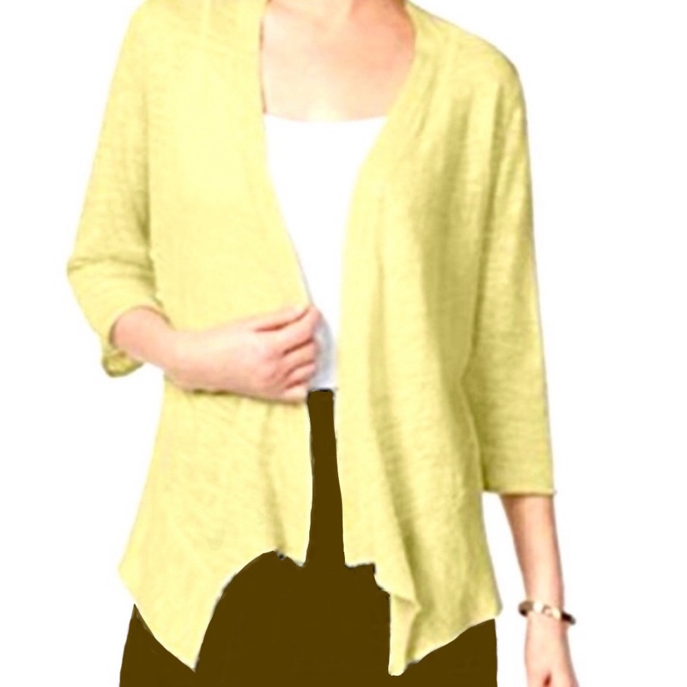 NWT Alfani yellow linen cardigan -L